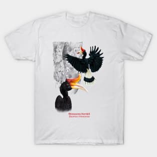 Rhinoceros Hornbill | Buceros rhinoceros ⚥ T-Shirt